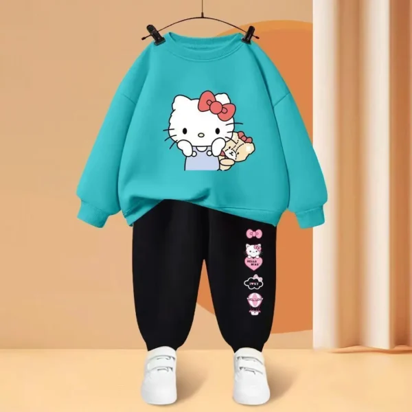 Autumn Baby Girls Clothes Set Children Boy Cartoon Cat Sweatshirts Top And Pants Bottom 2 Pieces Suit Long Sleeve Tracksuits