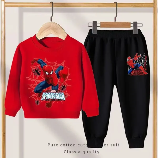 Disney Spring Autumn New Products Boys Girls Clothes Set Spider-Man Hoodies Coat + Pants 2PCS Set Casual Kids Sportswear