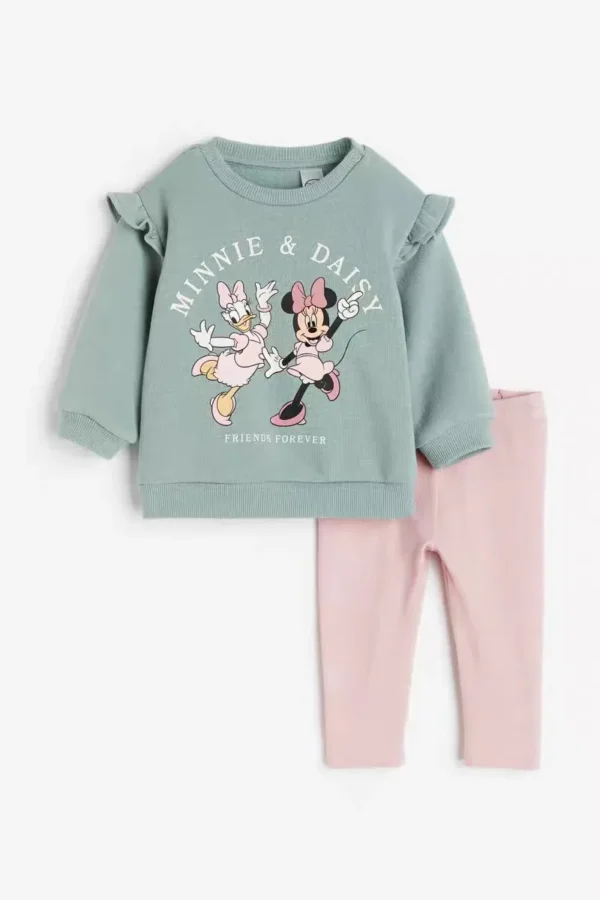 Girls Autumn Long Sleeve Suits 1-6Age Kids Cartoon Print Sweatshirt +Pants Two Piece Set Minnie Print Outfits Disney Clothing - Image 2