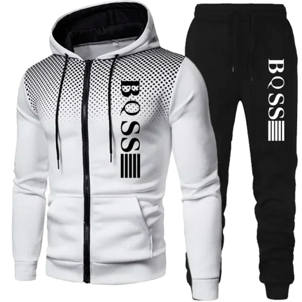 2024 New Men's Clothing Sweatshirt Suit Fall Winter Zipper Suit Hooded Sweater Pants Men's Tracksuit Cardigan Two Piece Set