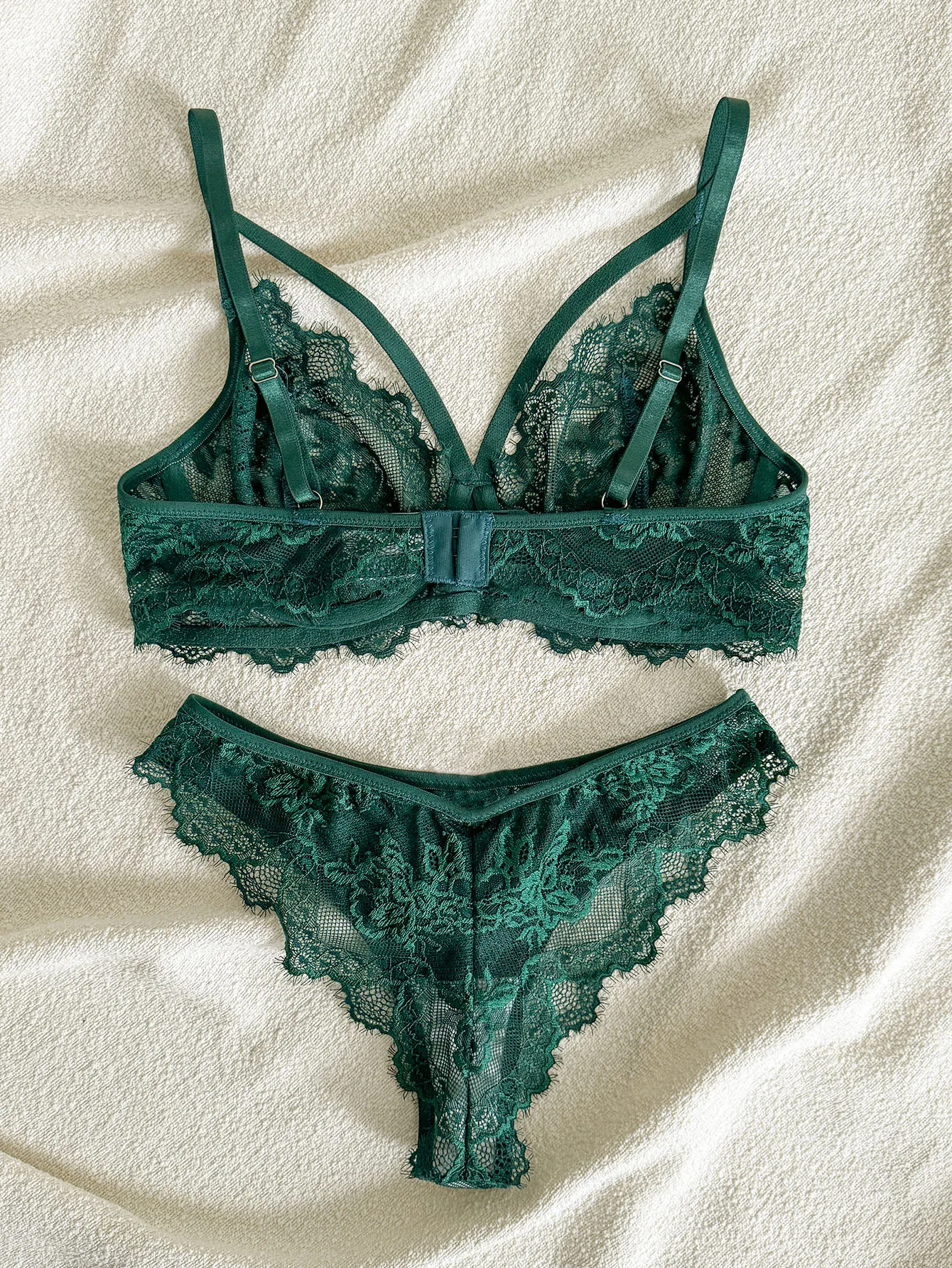 Women's Lingerie & Underwear, eyelash sxy fancy lace strapping underwire bra & brazilian panties ,victoria style - Image 2