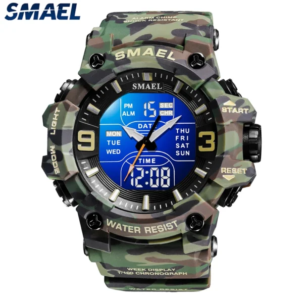 Military Watches Men Sport Watch Waterproof Alarm Clock Dual Time Wristwatches Digital 8049B Army Watches Military