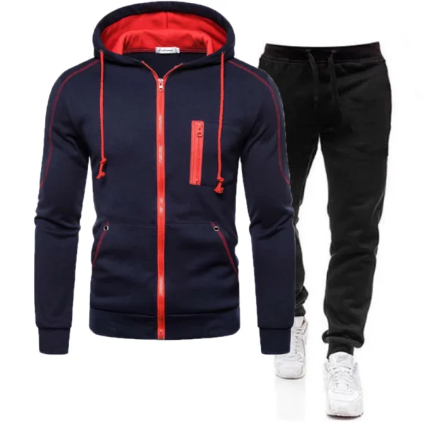 Fashion Print Tracksuit for Men Zipper Hooded Sweatshirt and Sweatpants Two Pieces Suits Male Casual Fitness Jogging Sports Sets