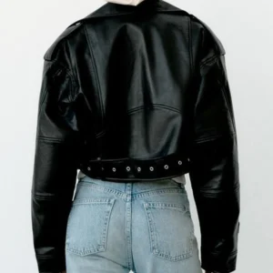 Ailegogo Spring Autumn Women Faux Pu Leather Short Jacket with Belt Motorcycle Biker Female Zipper Lapel Loose Coat Outwear