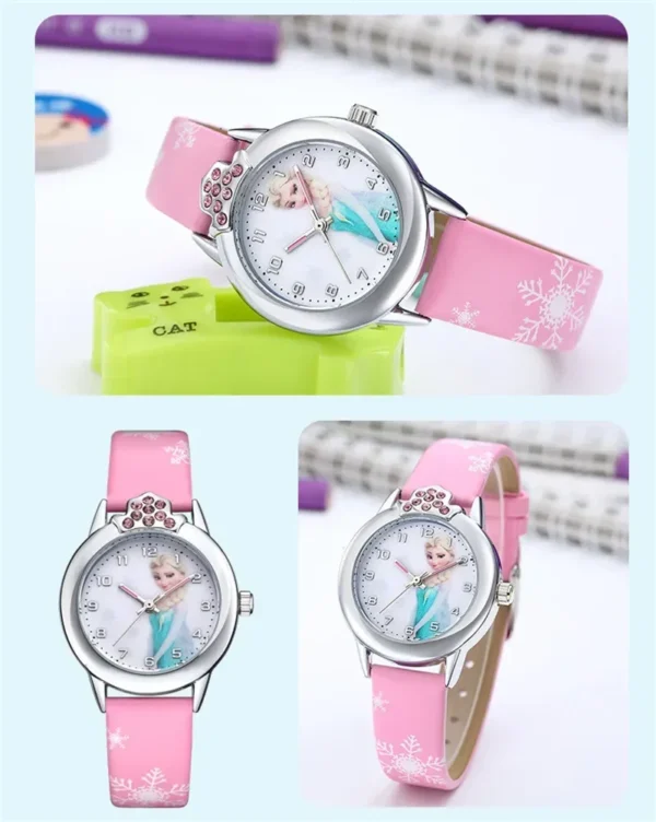 Disney Frozen Princess Kids Watches Leather Strap Cute Children's Cartoon Wristwatches Gifts for Festivals Kids Girl watches - Image 5