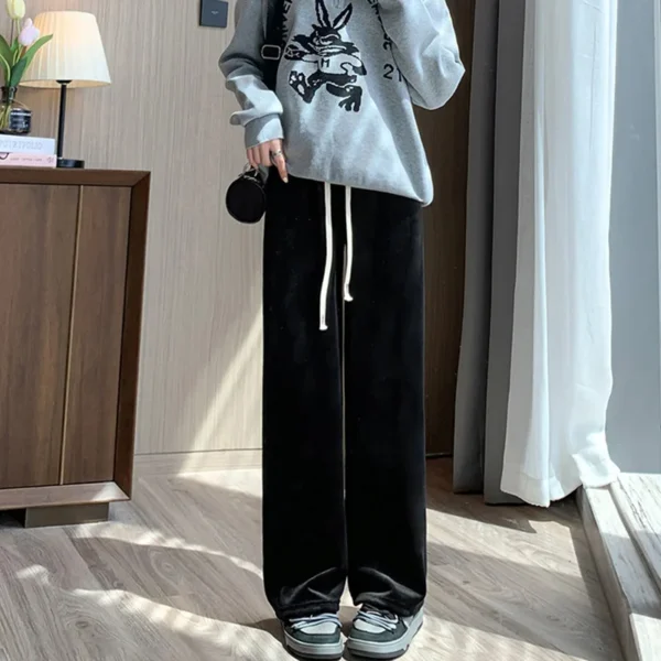 Women Long Pants Spring Autumn Women Elastic Waist Stright Long Wide leg pants 2024 Casual Female Long Pants Trousers - Image 4
