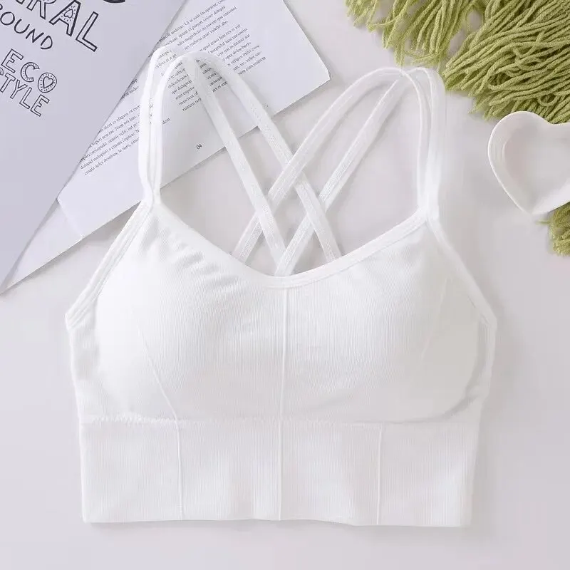 Sexy Women Tops Back Cross Strap Tank Top Push Up Running Sports Bra Breathable Soft Fitness Beauty Solid Color Yoga Bra - Image 4