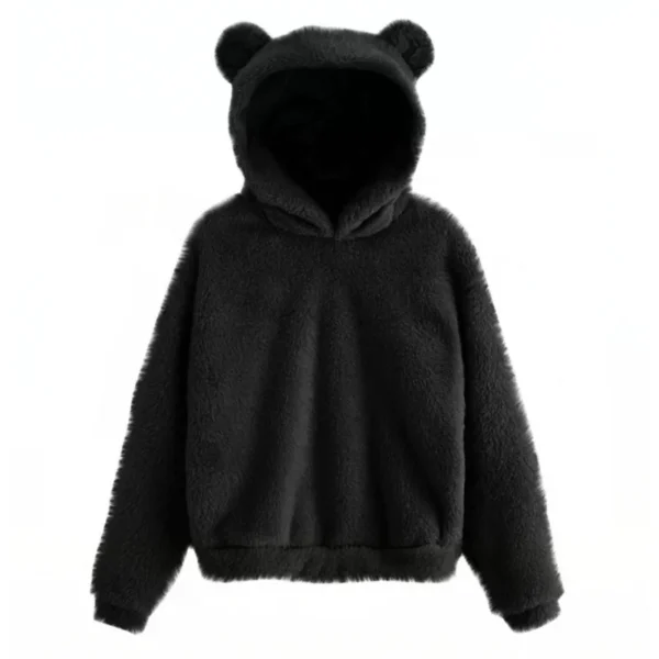 Autumn Winter Women's Hoodies Winter Women Long Sleeve Rabbit Ear Hood Sweatshirt Cute Plush Warm Casual Hoodie Tops - Image 6