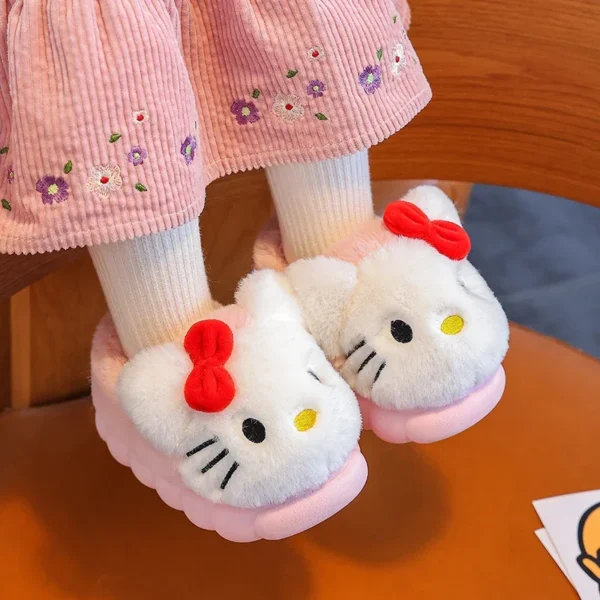 Cover Heel Children's Cute Cartoon Flat Plush Slippers Soft Sole Non-slip Winter Warm Baby Boys Girls Indoor Home Cotton Shoes - Image 6