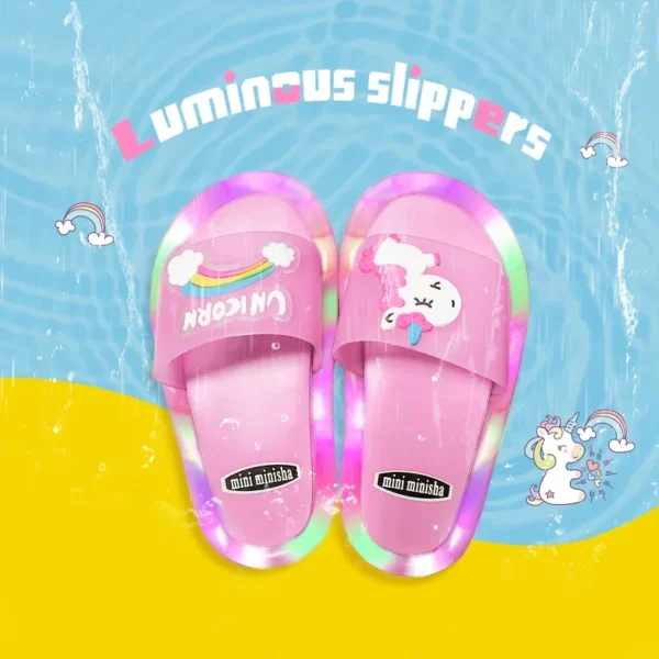Children‘s Boys Girls Slippers Cartoon Unicorn Animals Prints Shoes Lighted Fashion Cute Shoes Bathroom Kids Toddler Slippers - Image 3