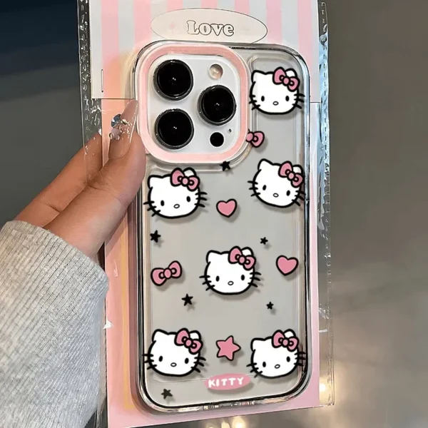 Sanrio Hello Kitty Love Face Pink Bow Phone Case For IPhone 16 15 14 12 13 11 Pro Max XR XS MAX 7 8 PLUS Y2K Girl Kawaii Cover - Image 2