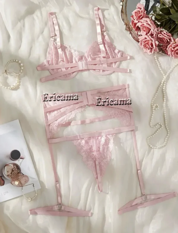 Lace Sexy Lingerie Transparent Hot Porno Lace Erotic Underwear Sexy Bra Set And Garter Lingerie Sexy Hot Erotic Sleepwear - Image 2