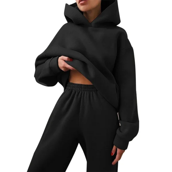 Women Autumn Winter Fleeced Tracksuits Casual Sweatpants and Hoodie Set Two Pieces Set Hooded Sweatshirt Sport Jogger Outfits - Image 6