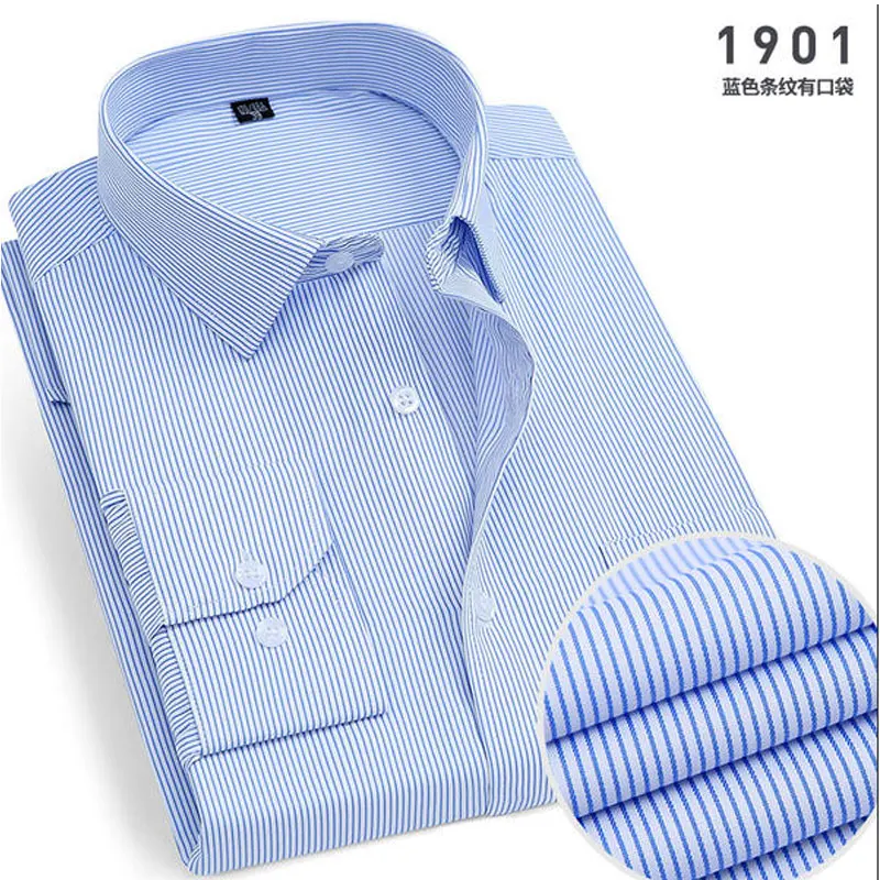 Spring New Men's Striped long-sleeved Shirt Non-ironing Anti-wrinkle Comfortable Breathable Business Casual Fashion Slim Fit - Image 2