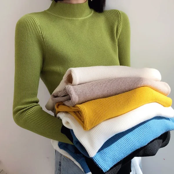 Women Turtleneck Sweater Knitted Soft Pullovers cashmere Jumpers Basic Solid Soft Sweaters Women Autumn Winter Casual Top - Image 5