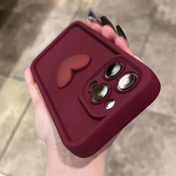 new wine red love liquid silicon case for iphone 15 14 13 12 11 pro max plus x xs xr Camera protection bumper back cover coffee