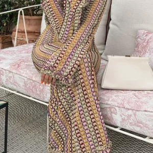 LANMREM Fashion Backless Women's Dress Lace Contrast Color Long Sleeves Slim Design Dresses 2024 New Summer Clothing 32C825