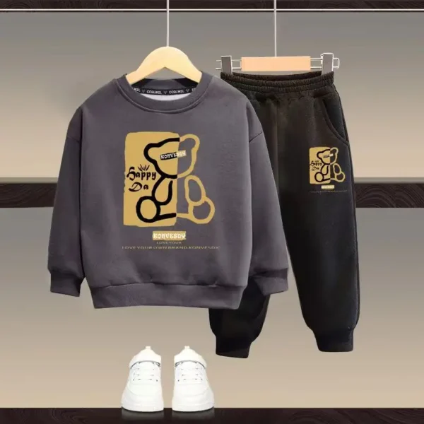 Autumn Baby Girls Clothes Set Kid Boy Cartoon Bear Printed Sweatshirt Pullover And Pants 2pcs Suit Children Top Bottom Tracksuit - Image 6