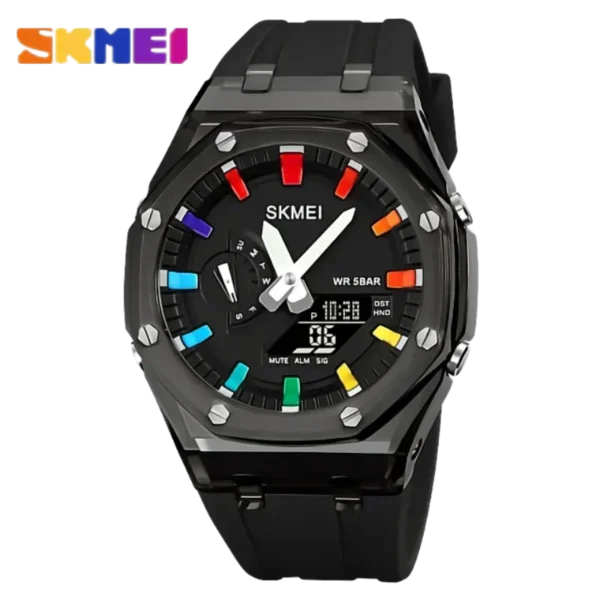 SKMEI Waterproof Men Watch Countdown Stopwatch Led Light Electronic Movement Wristwatch 5Alarm Clock 2 Time Digital Watches 2100 - Image 6