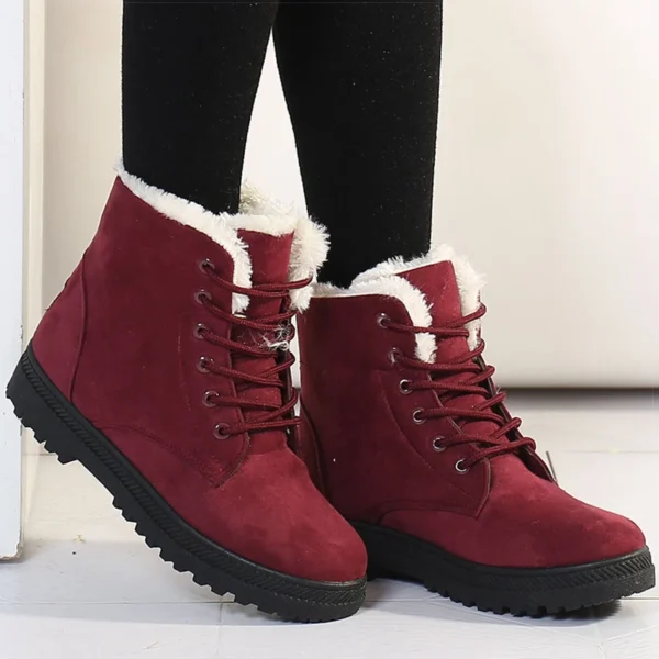 Women Boots Warm Fur Ankle Boots For Women Winter Shoes With Heels Snow Boots Winter Botas Mujer 2024 Women's Low Heel Boot - Image 3