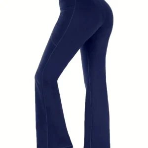 Women's Flared Pants with Pockets, Flared Leg Yoga Pants High Waist Fitness Casual Tummy Tuck Pants