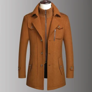 2023 High Quality Fashion Handsome Autumn Winter Double Collar Wool Coat Middle-aged Men's Business Fashion Woolen Men's Coat