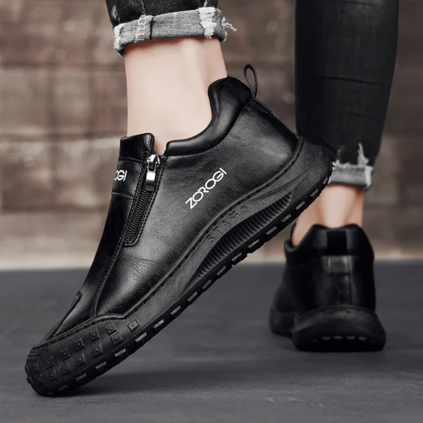Men Leather Sport Shoes Leather Running Shoes Outdoor Waterproof Sneakers Men Lightweight Athletic Sneakers for Men - Image 2