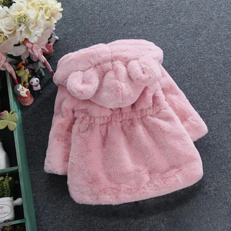 Baby Girls Warm Winter Coats Thick Faux Fur Fashion Kids Hooded Jacket Coat for Girl Outerwear Children Clothing 2 3 4 6 7 Years - Image 2