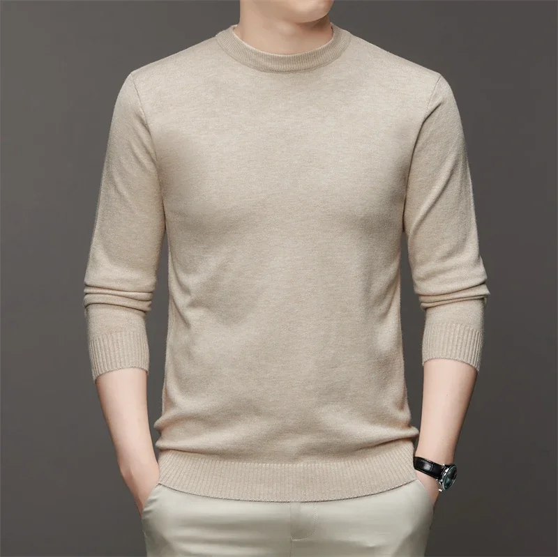 7 Colour Men's Round Neck Long Sleeved Solid Color Sweater Soft Warm and Comfortable Top with a Base - Image 2