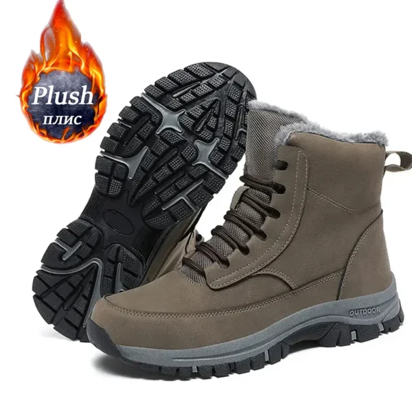 2024 Mens Sneakers Cotton Shoes Winter Plush Trekking Shoe TPR Shoes Non-slip Ankle Boots Waterproof Leather Warm Snow Boots Men - Image 6
