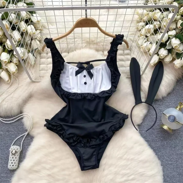 HotSweet Sexy Women's Bodysuit Rabbit Girl Cosplay Uniform Sleveless Jumpsuit Backless Sexy Hollow Lingerie Sweet Cute Rabbit