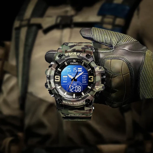 Military Watches Men Sport Watch Waterproof Alarm Clock Dual Time Wristwatches Digital 8049B Army Watches Military