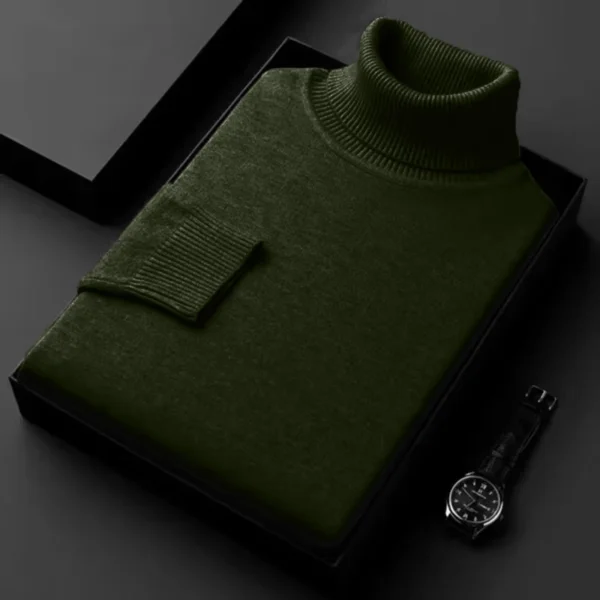 New Mens Long Sleeve Knitted Sweaters Solid Color Turtleneck Coats Slim Fit Pullover Men Clothing Lightweight Streetwear - Image 5