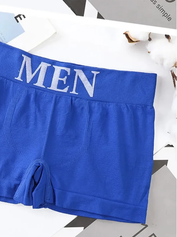 5 PCs Men's High Elastic Plain Color Comfortable Boxer Briefs Panties Breathable Pantyhose - Image 6