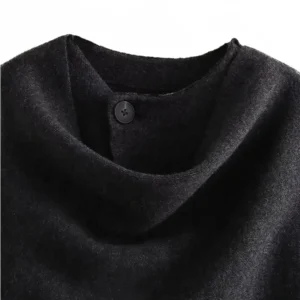 TRAF Women's Fashion Fall Winter Chic Scarf Jacket Long Sleeve Knitted Asymmetric Jacket Sexy Split Hem Loose Short Jacket