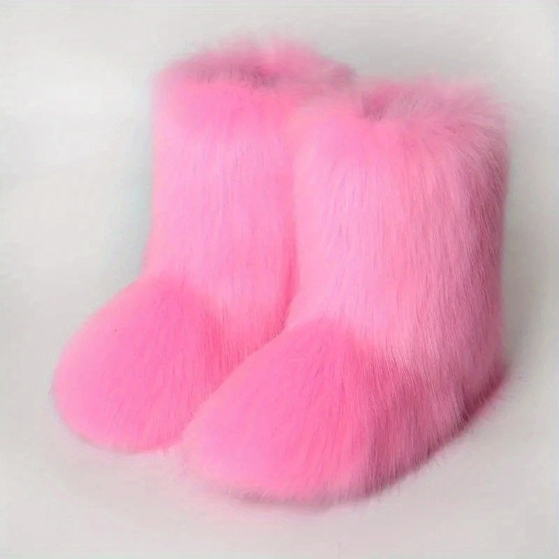 Y2K Fluffy Mid-calf Boots Winter Women Fashion Snow Boots Warm Cotton Shoes - Image 2