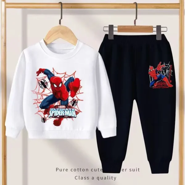 Disney Spring Autumn New Products Boys Girls Clothes Set Spider-Man Hoodies Coat + Pants 2PCS Set Casual Kids Sportswear