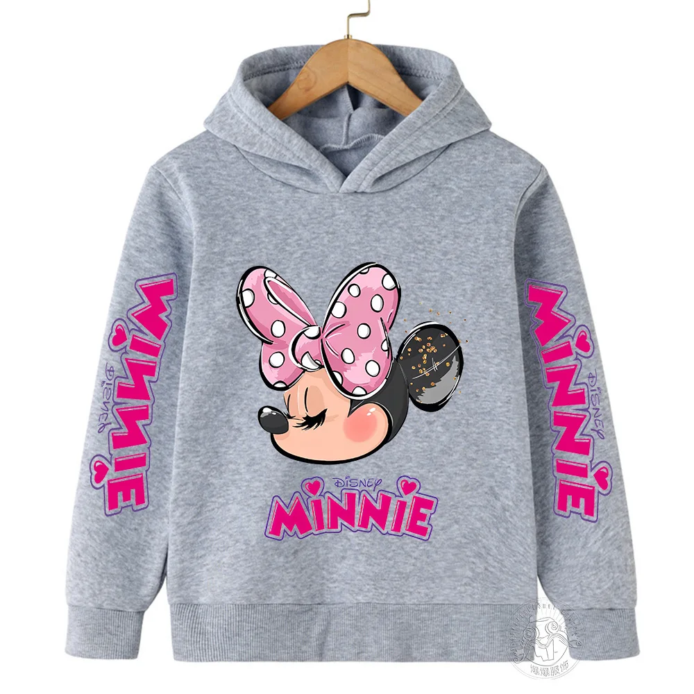 2023 Autumn/Winter Boys Minnie Warm Top 3-14 Year Old Children's Hoodie Girls Outdoor Sports Shirt - Image 3