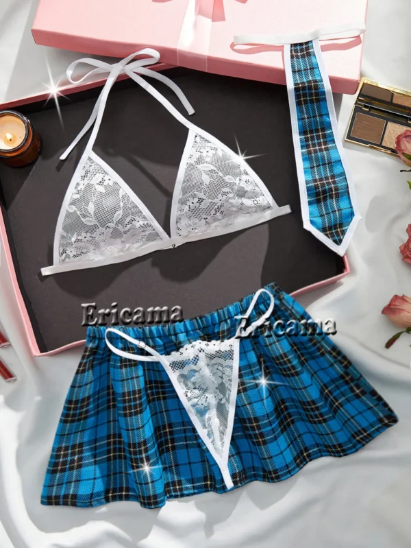 Erotic Sexy Student Uniform Bra And Panty Set Underwear Transparent Bra Exotic Sets Sexy Thong Woman Porn Lingerie Women Set - Image 6