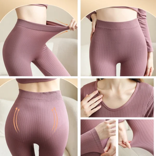 Women Thermal Underwear Winter Long Sleeve Winter Clothes Seamless Thermal Underwear Intimate Set Female Thick 2 Pcs Sleepwear - Image 5