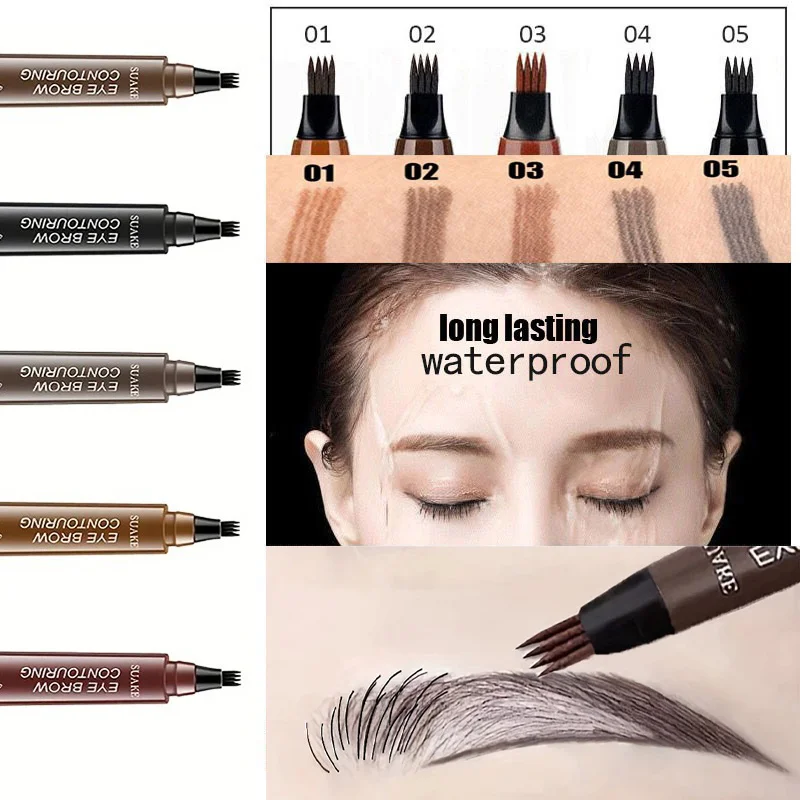 4 Point Eyebrow Pencil Enhance Eyebrow Waterproof Liquid Eyebrow Pen Natural Makeup Long Lasting Makeup Fashion Girl Brow Pencil