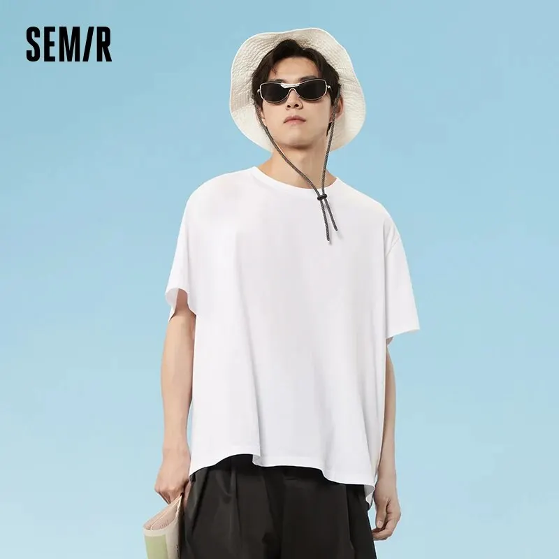SEMIR T-shirt Men 2024 Spring New Daily Simple Commuting Casual Classic Trendy Solid Color Round Neck Short-sleeved T-shirt - Image 2