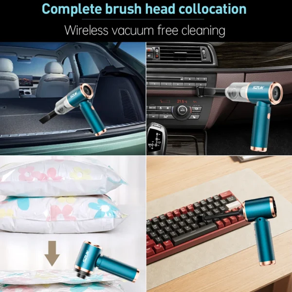 SZUK Mini Car Vacuum Cleaner Wireless Powerful Portable Cleaning Machine Handheld for Car Blow 2 In 1 Home Appliances - Image 4