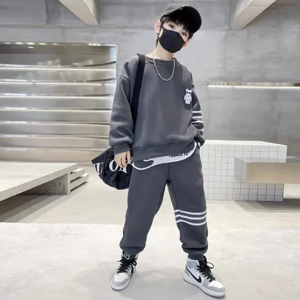 Autumn Children Boy Clothes Set Stripe Sweatshirts and Pants 2PCS Suit Teenage Girls Pullover Top Bottom Outfits Tracksuits - Image 2