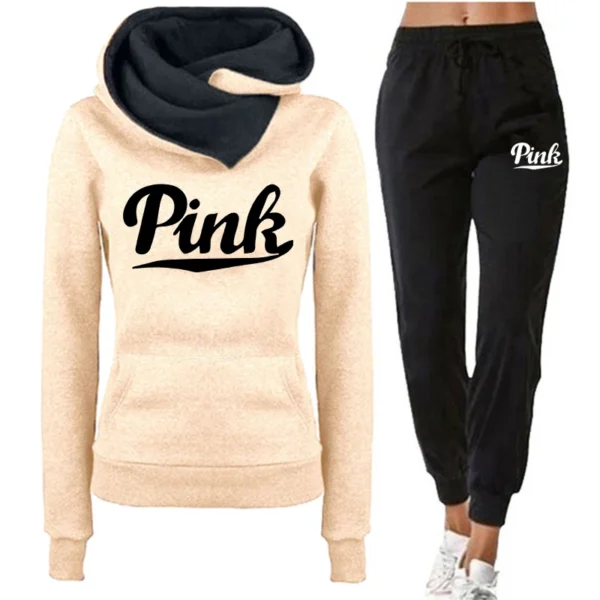 Womens Tracksuit Outfits Autumn Winter Hooded Sweatshirt +Black Sweatpants High Quality Ladies Daily Casual Warm 2 Piece Set - Image 5