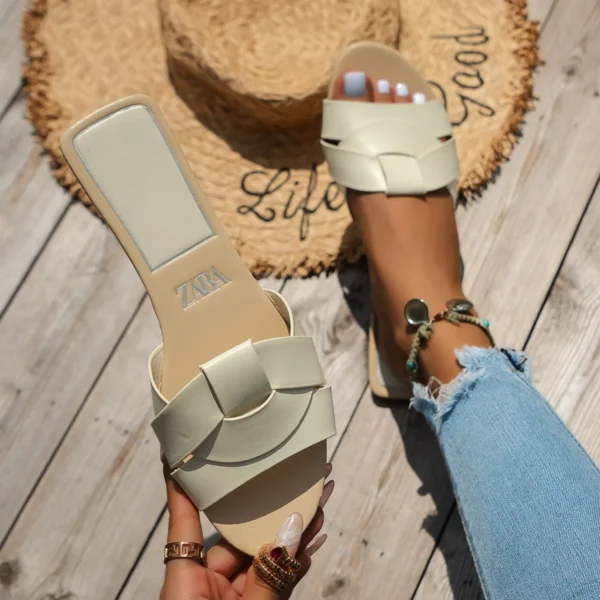 Designer sandals Woman Flat Slippers Woven with Comfortable Women's Shoes Casual Bottom Slippers Women's Shoes Plus size 42 - Image 5