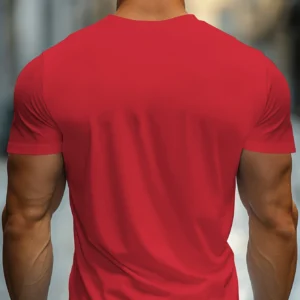 Men's 100% cotton casual sports loose oversized Focus print round neck short sleeved T-shirt top