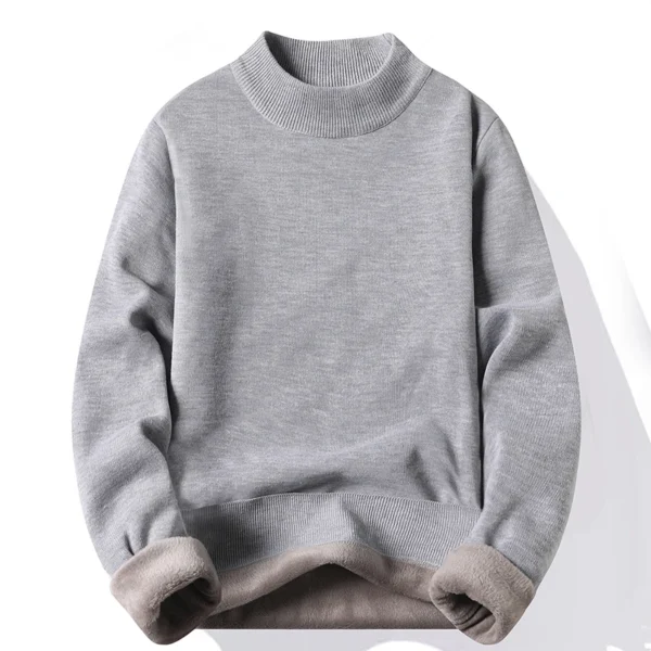 Men's Pullover Soft Sweater Winter Velvet Shirts Brand Clothing Knitted Fleece Warm Cold Blouse Slim Fit Bottom Shirts - Image 6