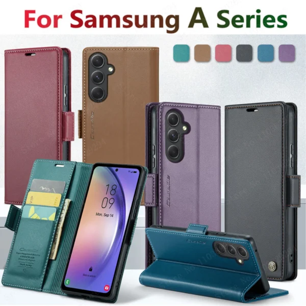 Luxury Leather Wallet Case for Samsung Galaxy A54 55 53 52 71 72 73 51 34 32 15 Series Mobile Phone Case Card Slots Flip Cover - Image 3