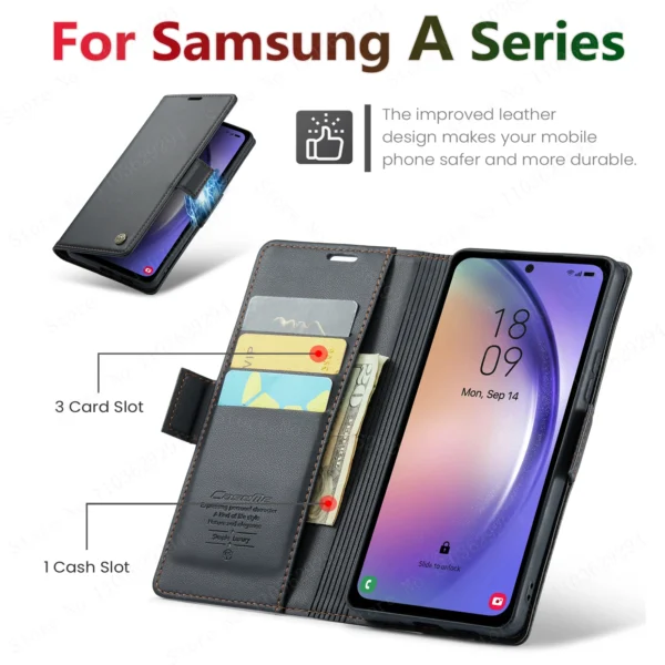 Luxury Leather Wallet Case for Samsung Galaxy A54 55 53 52 71 72 73 51 34 32 15 Series Mobile Phone Case Card Slots Flip Cover - Image 5